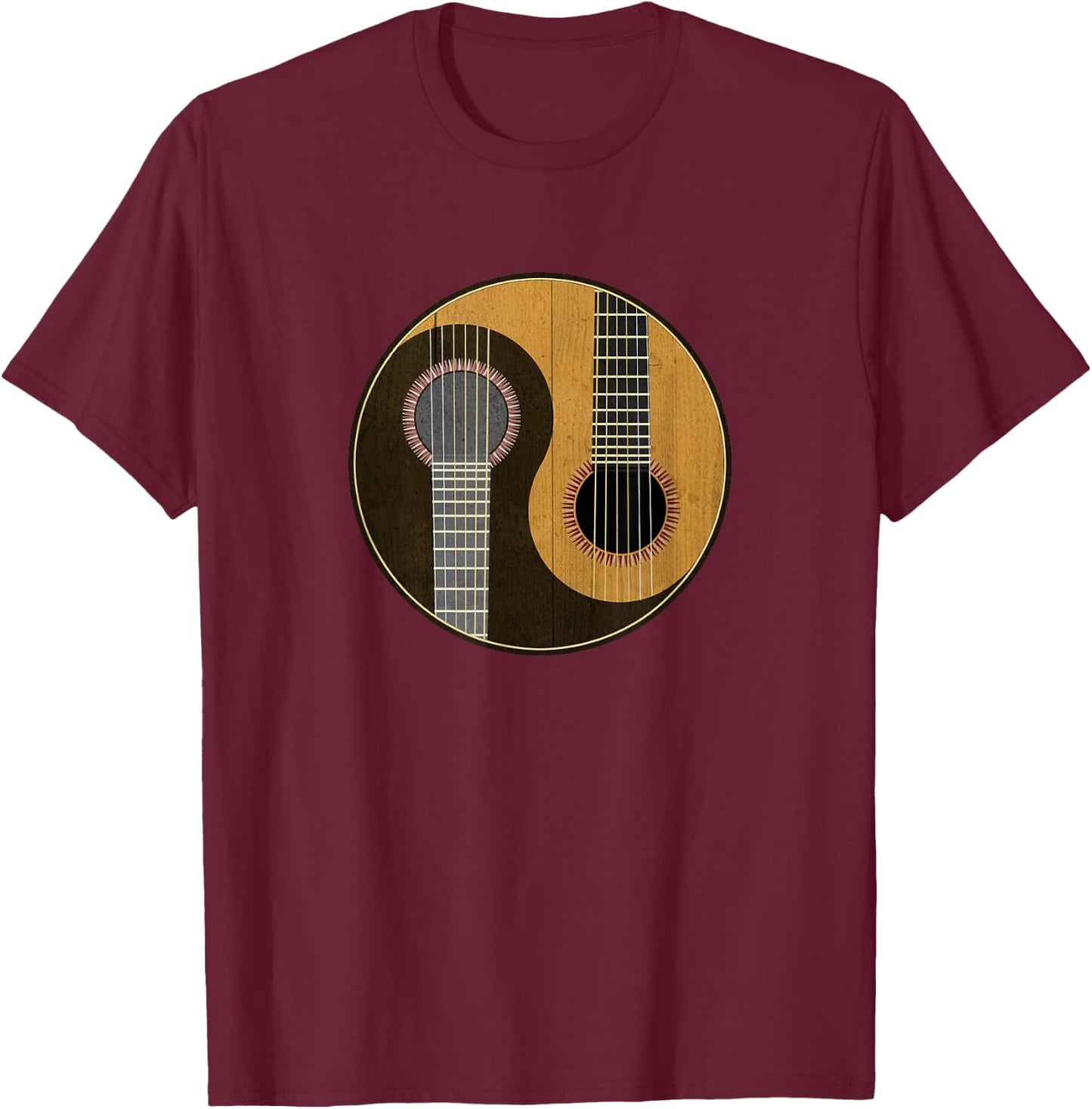 Yin Yang Guitarist: Cool Musician Music Lover Guitarist T-Shirt - T-Shirt | Maroon