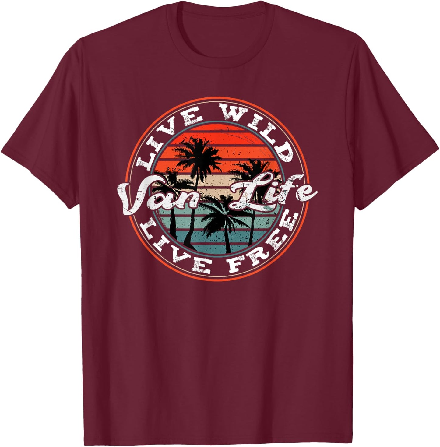 Retro Vintage Van Life Dwellers Vanlife Nomads T-Shirt - T-Shirt | Maroon