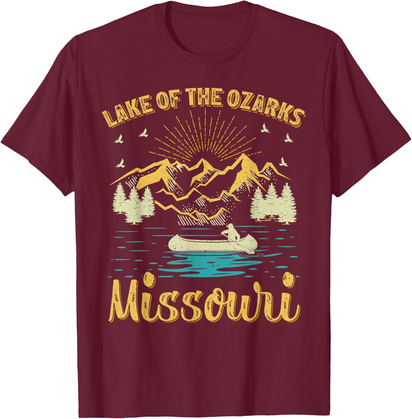 Summer Vacation Retro Mountain Missouri Lake Of The Ozarks Men Women Kids T-Shirt - T-Shirt | Maroon