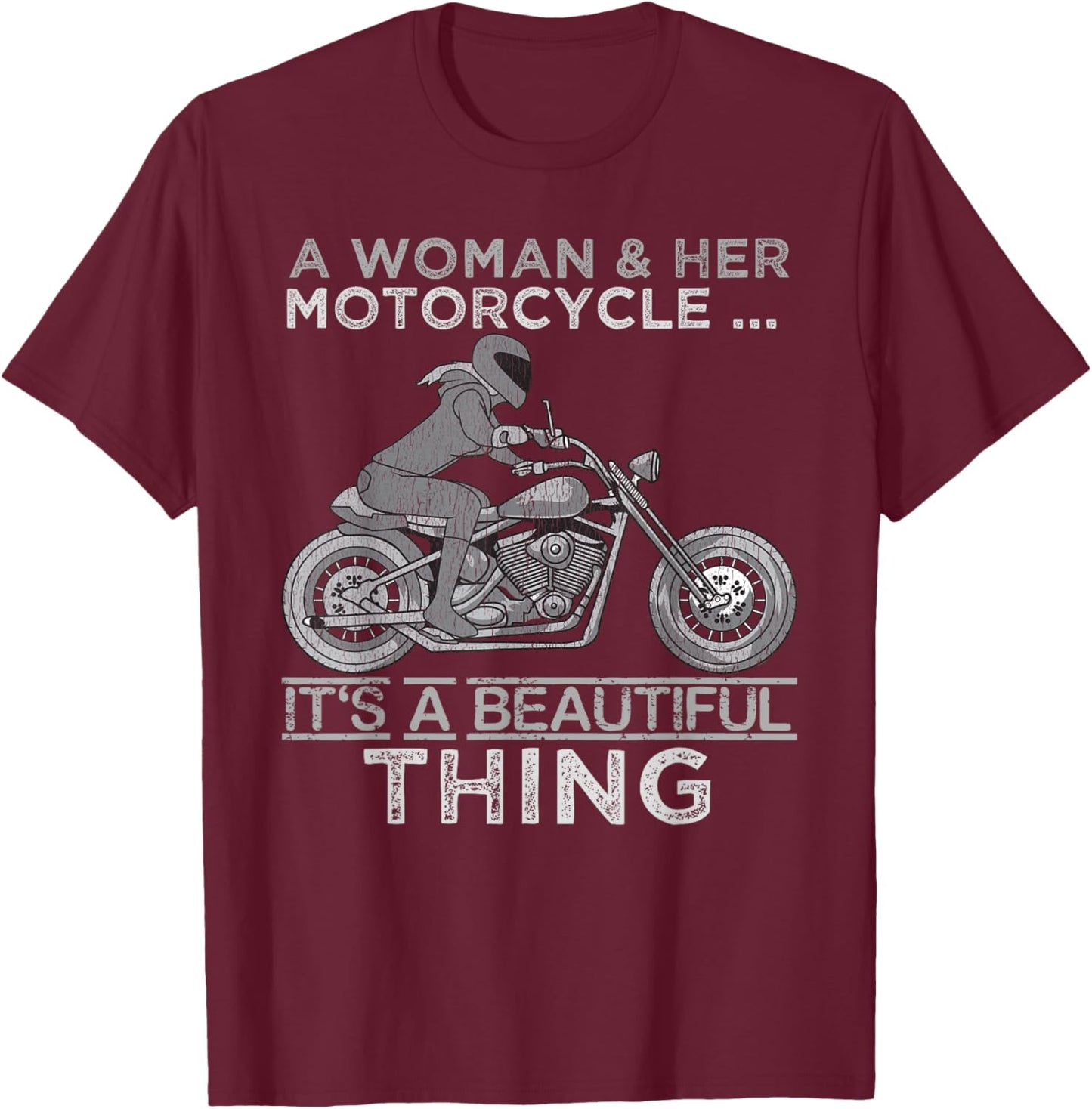 Motorcycle Women Female Motorcycle Gear Sexy Biker T-Shirt - T-Shirt | Maroon