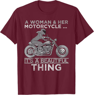 Motorcycle Women Female Motorcycle Gear Sexy Biker T-Shirt - T-Shirt | Maroon