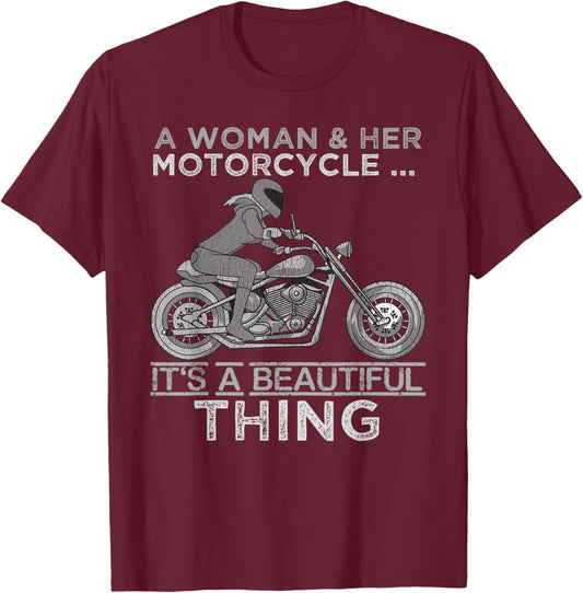 Motorcycle Women Female Motorcycle Gear Sexy Biker T-Shirt - T-Shirt | Maroon