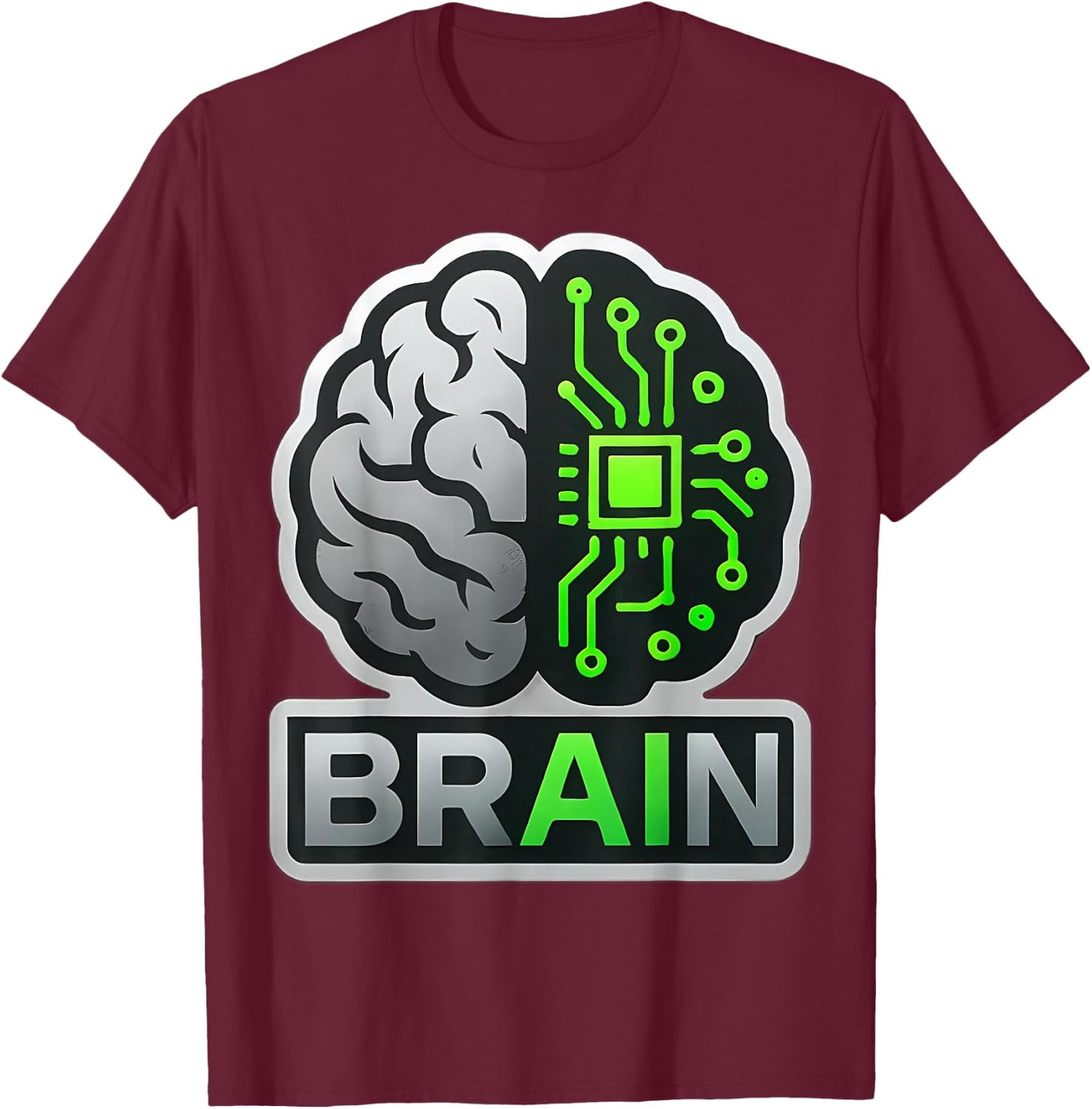 AI Brain Artificial Intelligence Engineer Specialist Coder T-Shirt - T-Shirt | Maroon