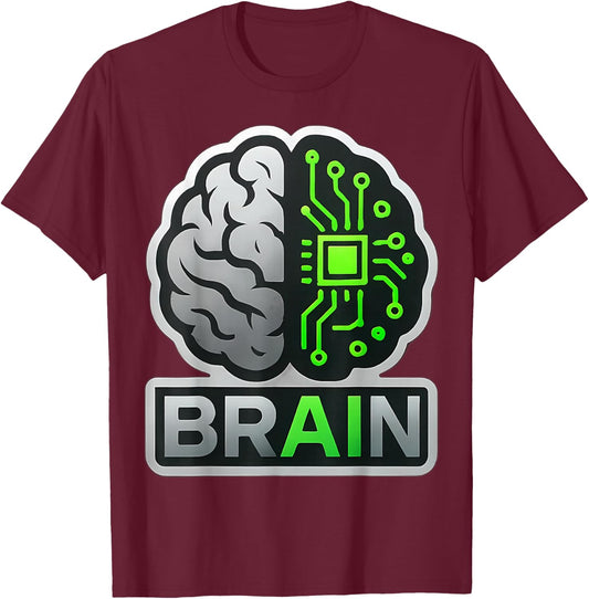 AI Brain Artificial Intelligence Engineer Specialist Coder T-Shirt - T-Shirt | Maroon