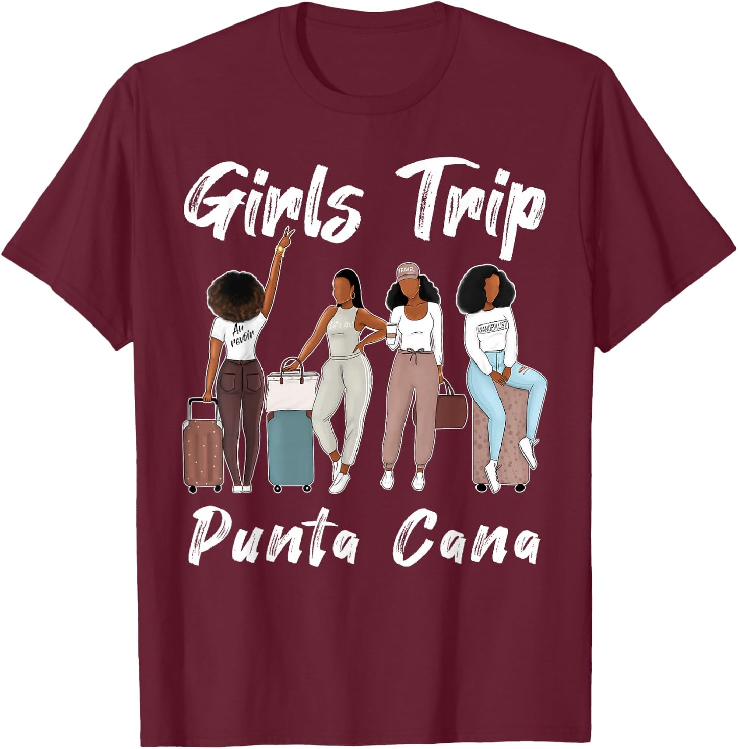 Punta Cana Girls Trip 2026 Funny Best Friends Summer Holiday T-Shirt - T-Shirt | Maroon