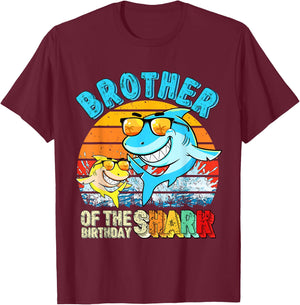 Brother Of The Birthday Shark Family Brother Shark Birthday T-Shirt - T-Shirt | Maroon