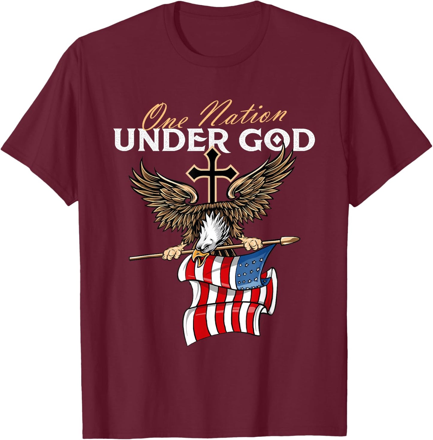 Patriotic Bald Eagle - USA American Flag 4th of July Fourth T-Shirt - T-Shirt | Maroon