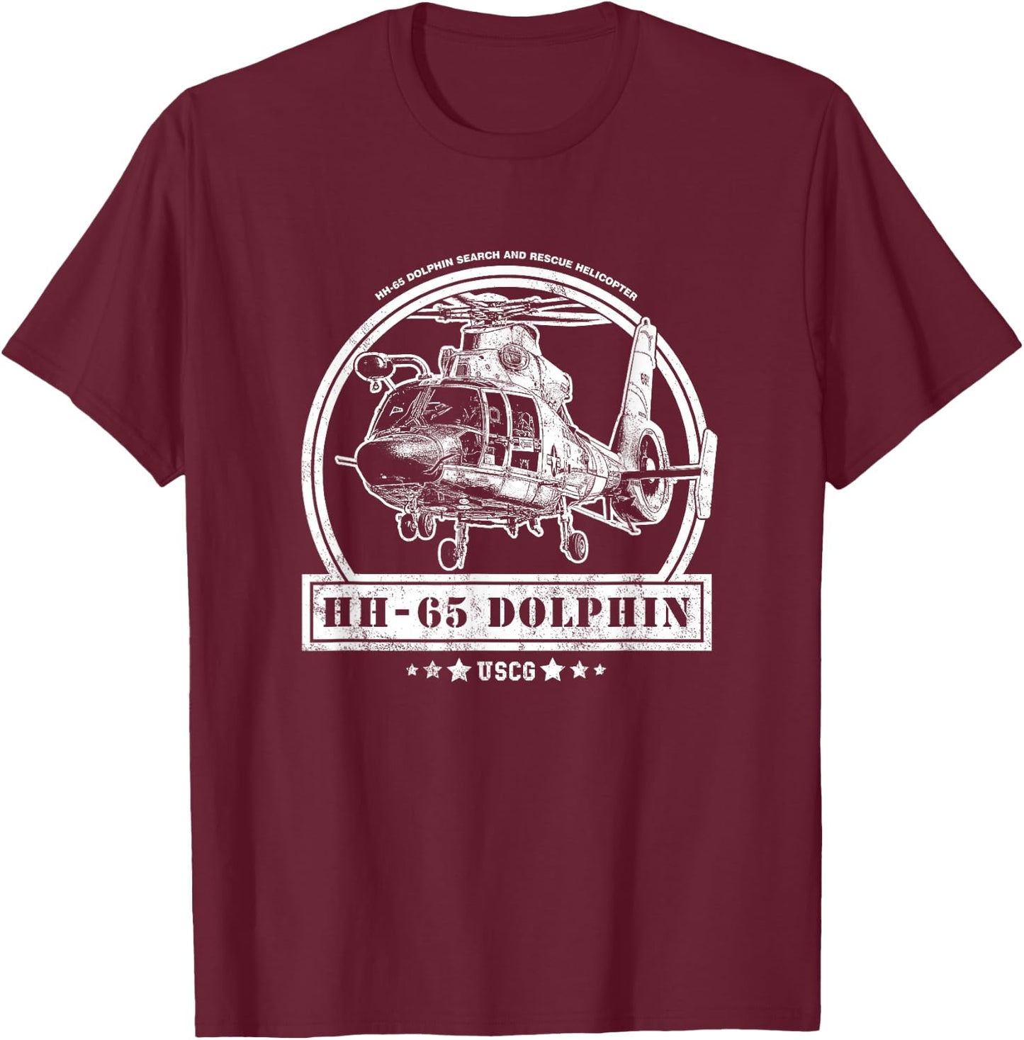HH-65 Dolphin Helicopter T-Shirt - T-Shirt | Maroon