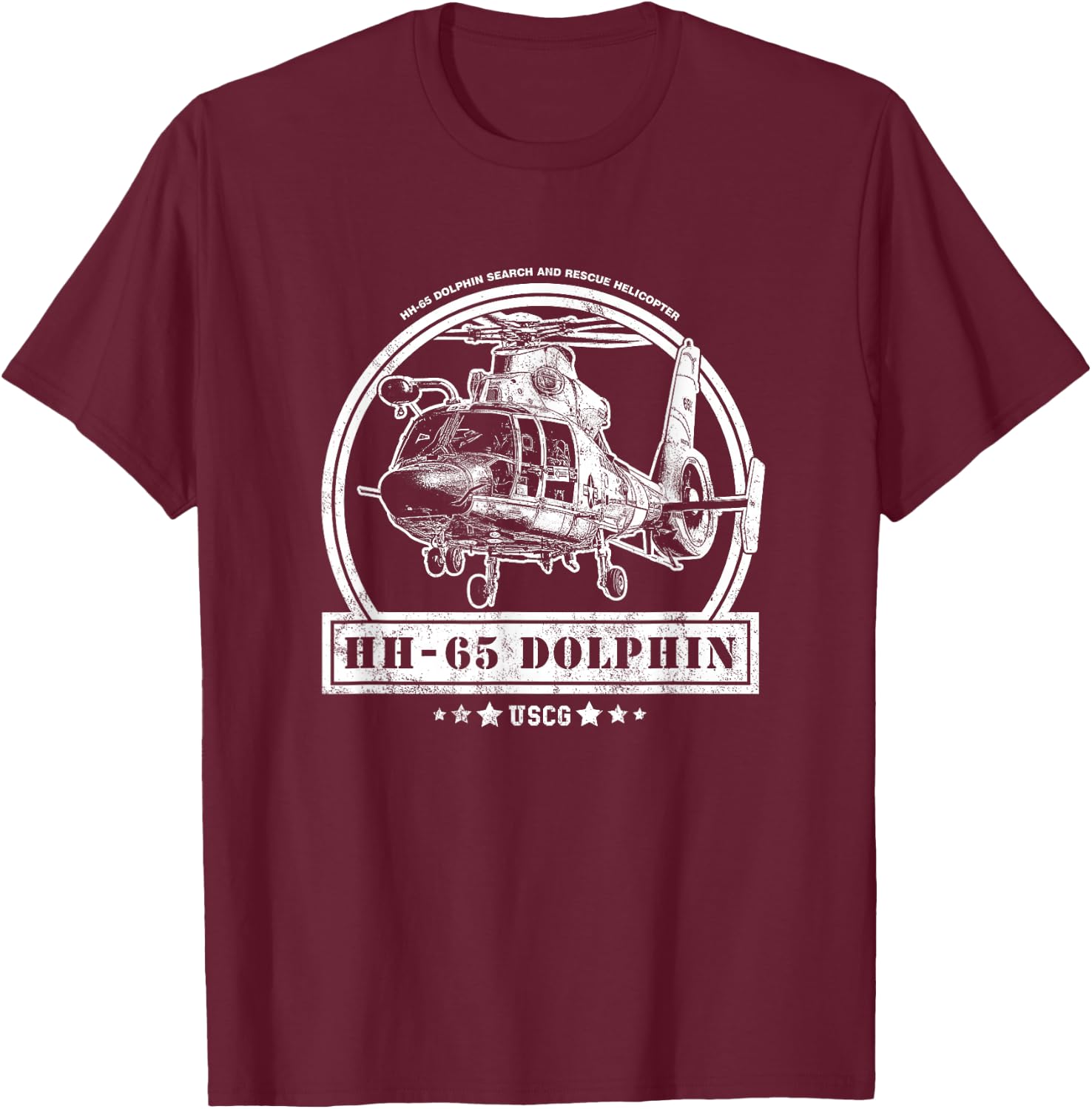 HH-65 Dolphin Helicopter T-Shirt - T-Shirt | Maroon