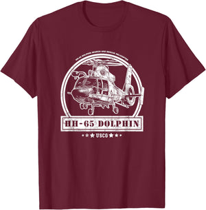 HH-65 Dolphin Helicopter T-Shirt - T-Shirt | Maroon