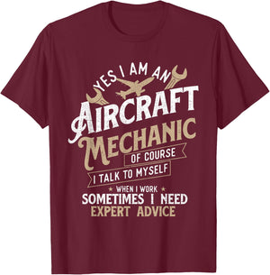 Yes I Am An Aircraft Mechanic - Airplane Aviation Technician T-Shirt - T-Shirt | Maroon