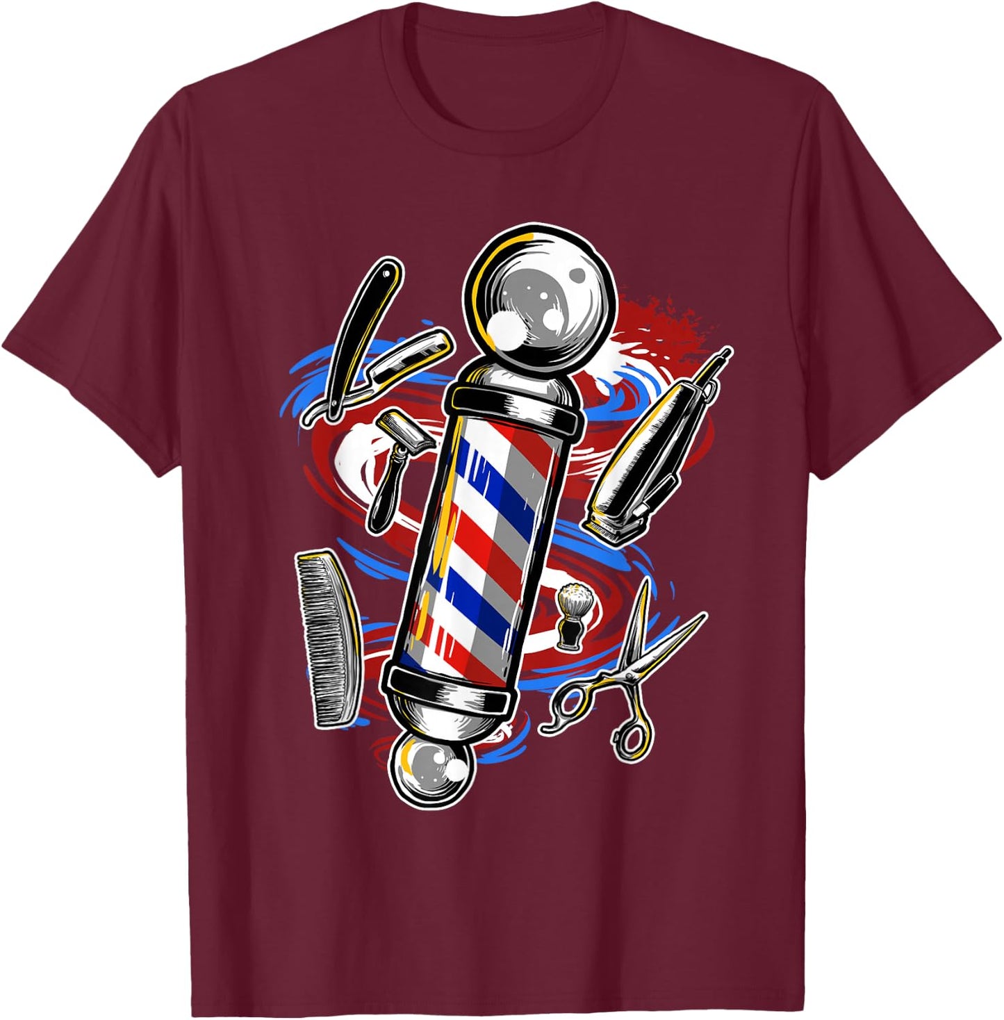 Barber Barbershop Hairstylist Hair Style Haircut T-Shirt - T-Shirt | Maroon