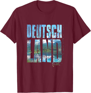 Germany Mountains and Sea Word Art - Germany Text T-Shirt - T-Shirt | Maroon
