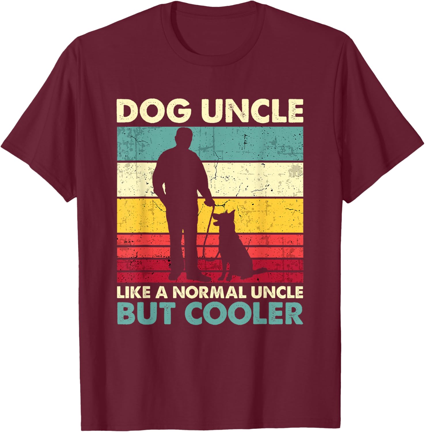 Dog Uncle - Retro Sunset Dog Lover Funny Father's Day T-Shirt - T-Shirt | Maroon