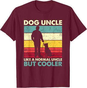 Dog Uncle - Retro Sunset Dog Lover Funny Father's Day T-Shirt - T-Shirt | Maroon