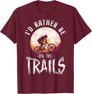 Enduro MTB Mountain Bike Riding Downhill Vintage I'D Rather T-Shirt - T-Shirt | Maroon