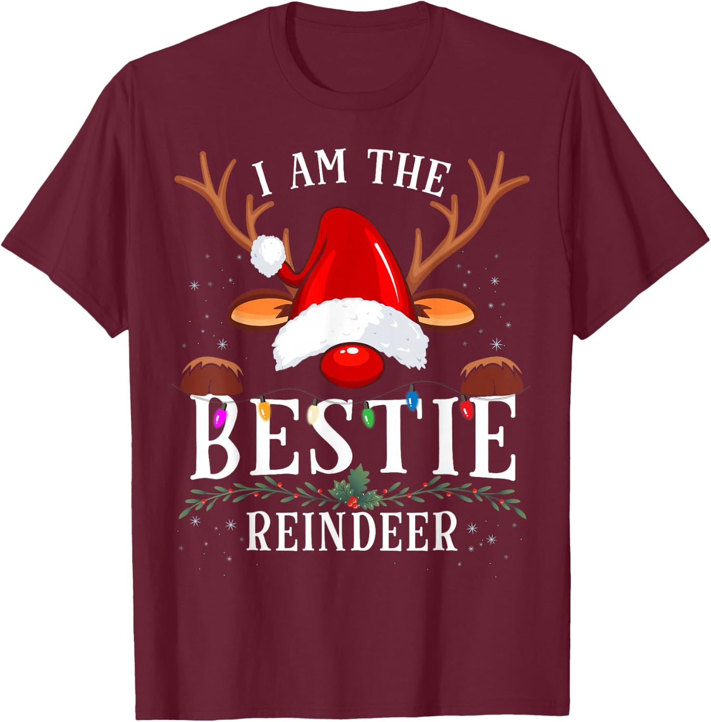 I Am The Bestie Reindeer Christmas Family T-Shirt - T-Shirt | Maroon