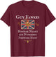 Guy Fawkes British Union Jack Flag, Fireworks United Kingdom T-Shirt - T-Shirt | Maroon
