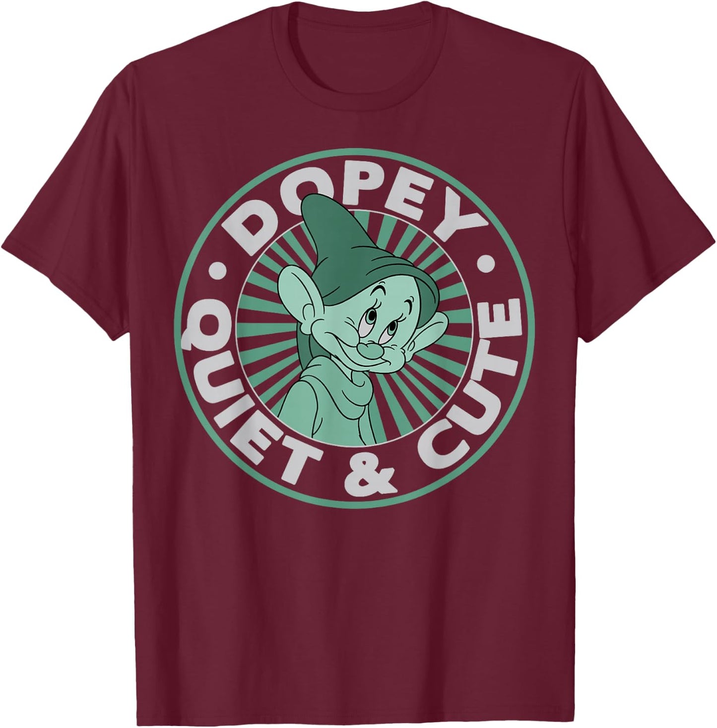 Disney Snow White Dopey Quiet & Cute Graphic T-Shirt - T-Shirt | Maroon