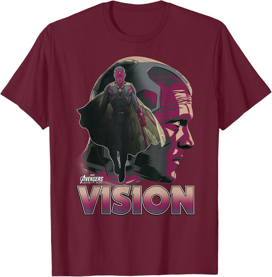 Marvel Infinity War Vision Big Head Profile Graphic T-Shirt - T-Shirt | Maroon