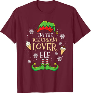 Im The Ice Cream Lover Elf Christmas T-Shirt - T-Shirt | Maroon