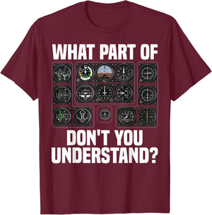 Funny Pilot Art Men Women Aviation Airline Pilot Instruments T-Shirt - T-Shirt | Maroon