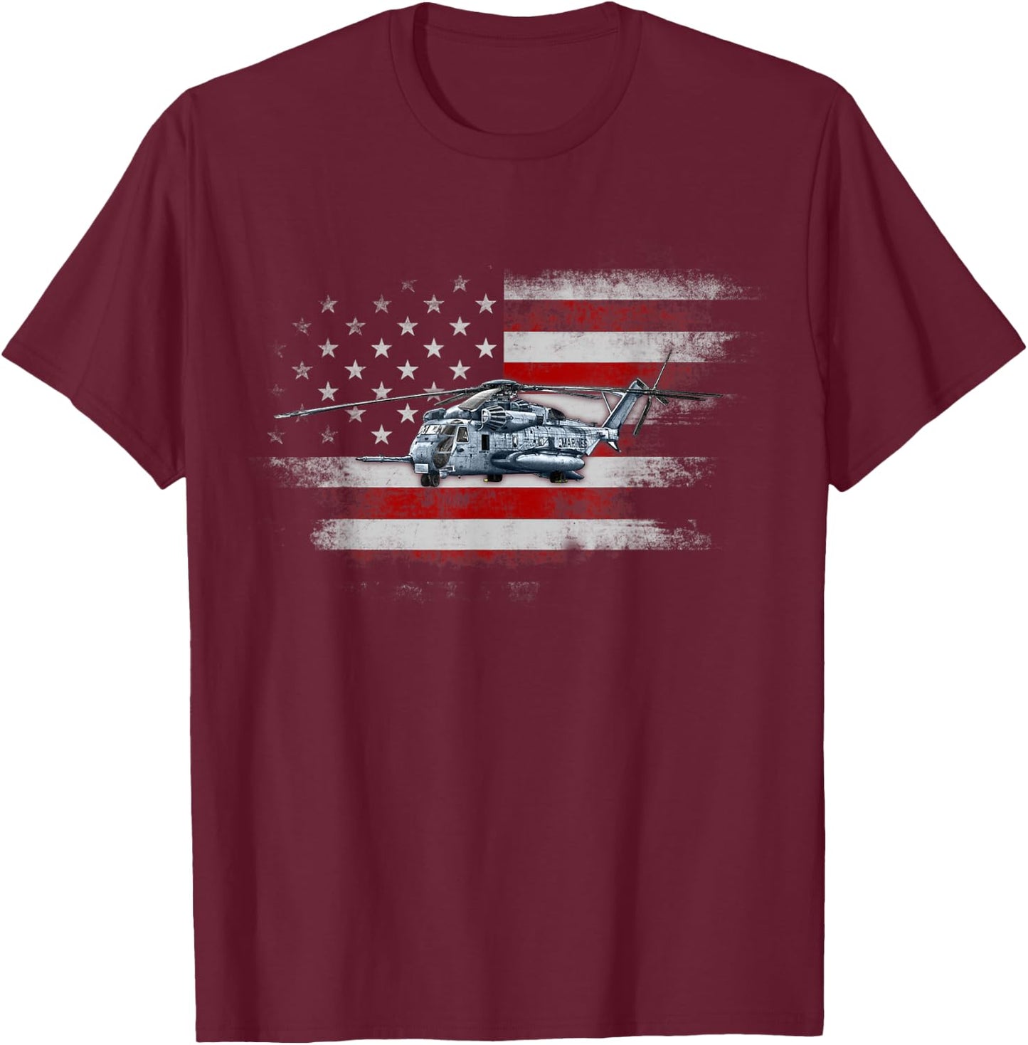 Patriotic CH-53 and MH-53 helicopter Flag Helicopter Pilot Men T-Shirt - T-Shirt | Maroon