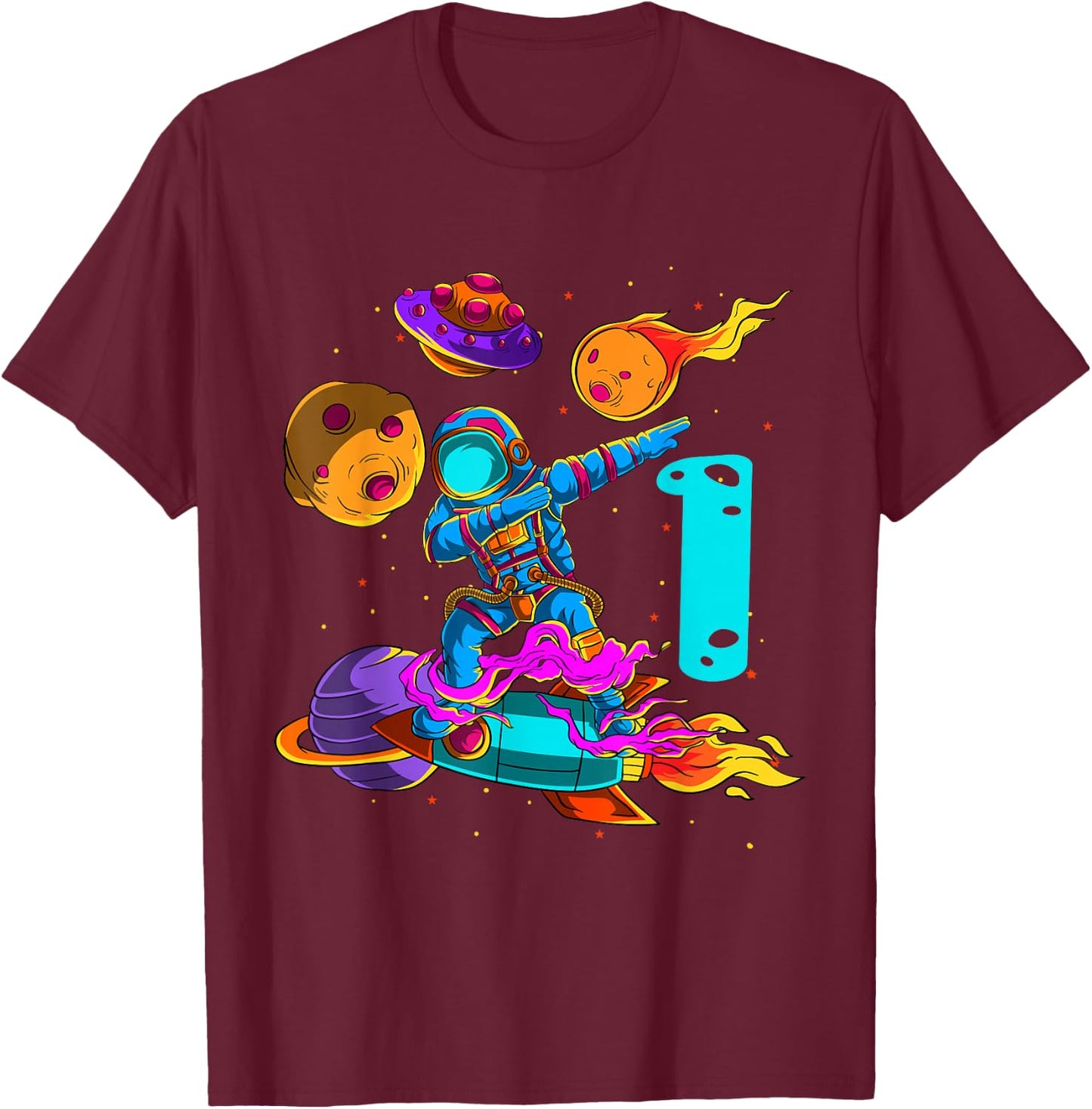 1 year Birthday Boy Astronaut 1st Birthday Boys Astronaut T-Shirt - T-Shirt | Maroon