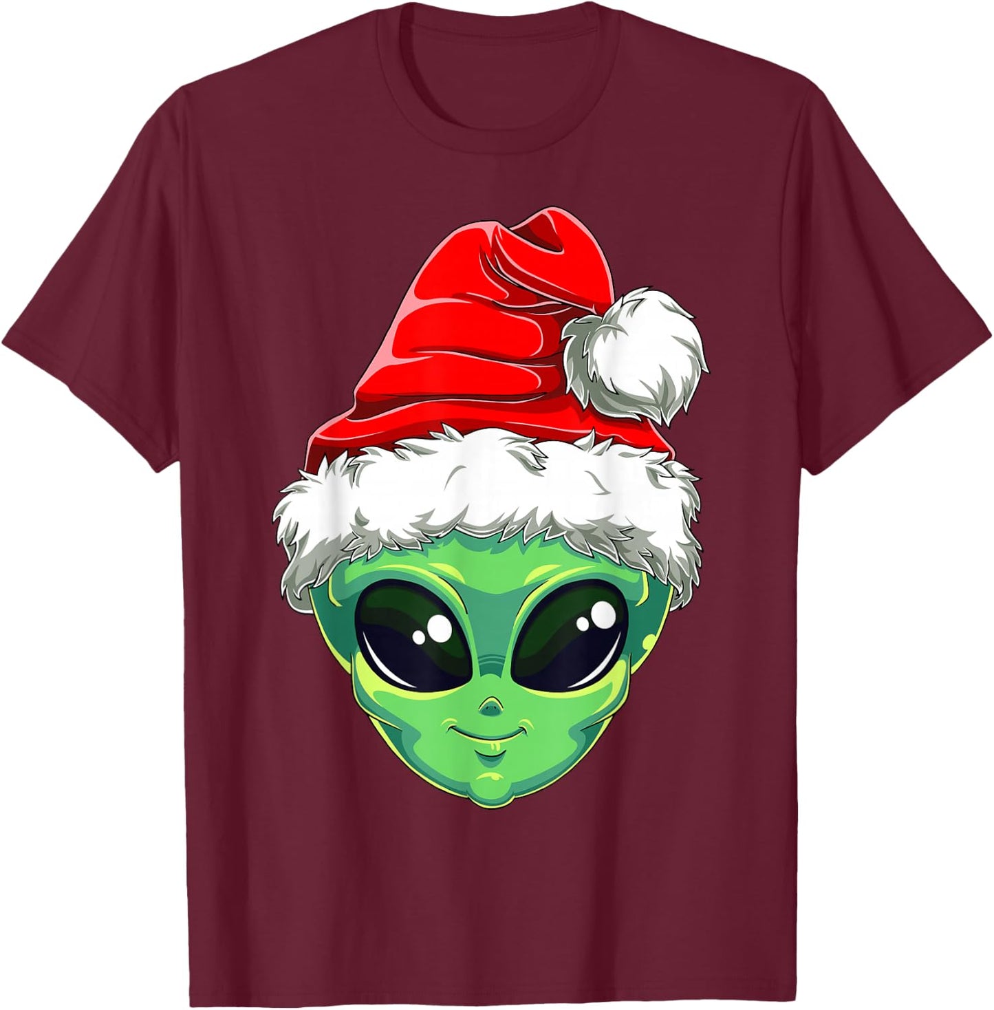 Christmas Alien Santa Costume Funny UFO Santa Hat Xmas Kids T-Shirt - T-Shirt | Maroon