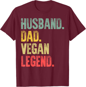 Funny Vintage Gift Husband Dad Vegan Legend Retro T-Shirt - T-Shirt | Maroon