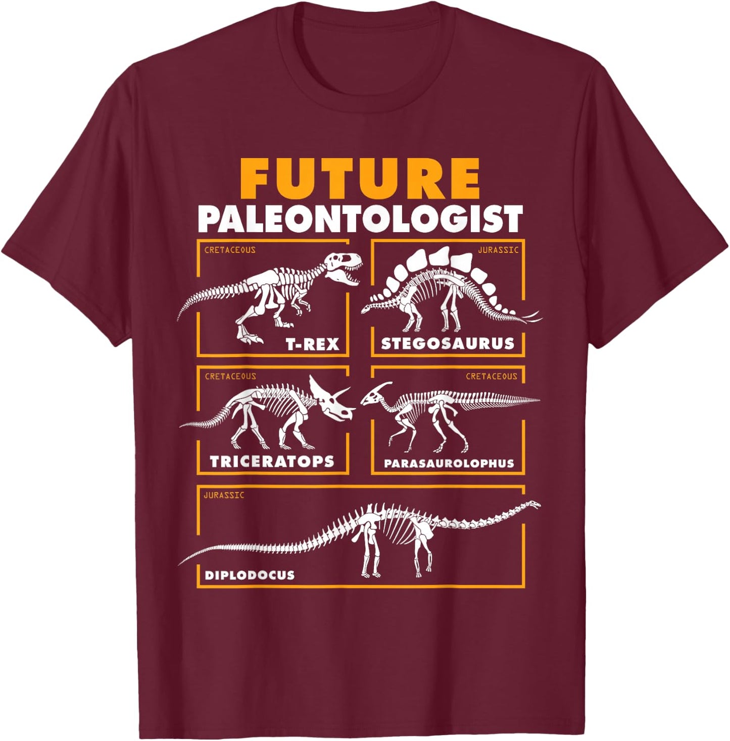 Future Paleontologist Dinosaur Fossil Paleontology Kids Boys T-Shirt - T-Shirt | Maroon