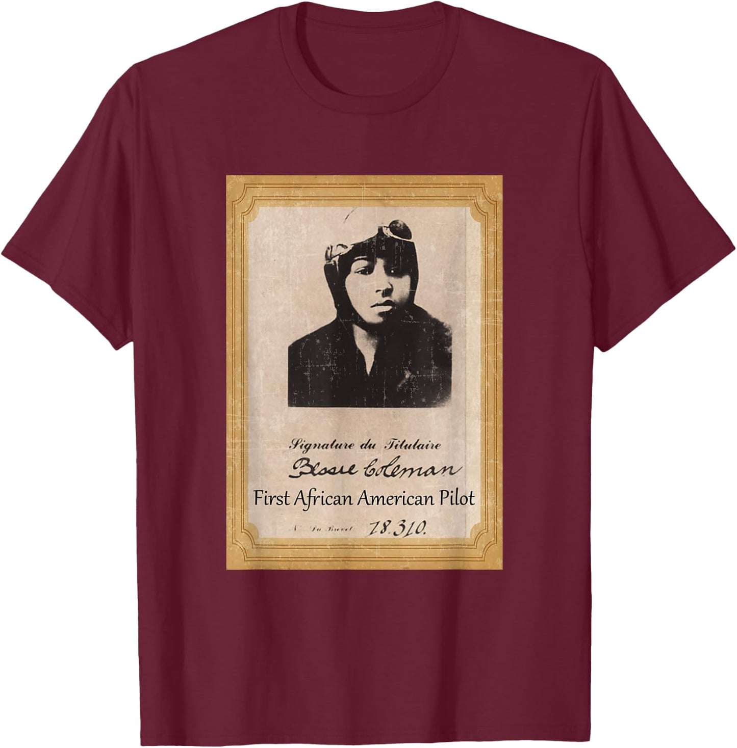 Bessie Coleman First African American Pilot T-Shirt - T-Shirt | Maroon