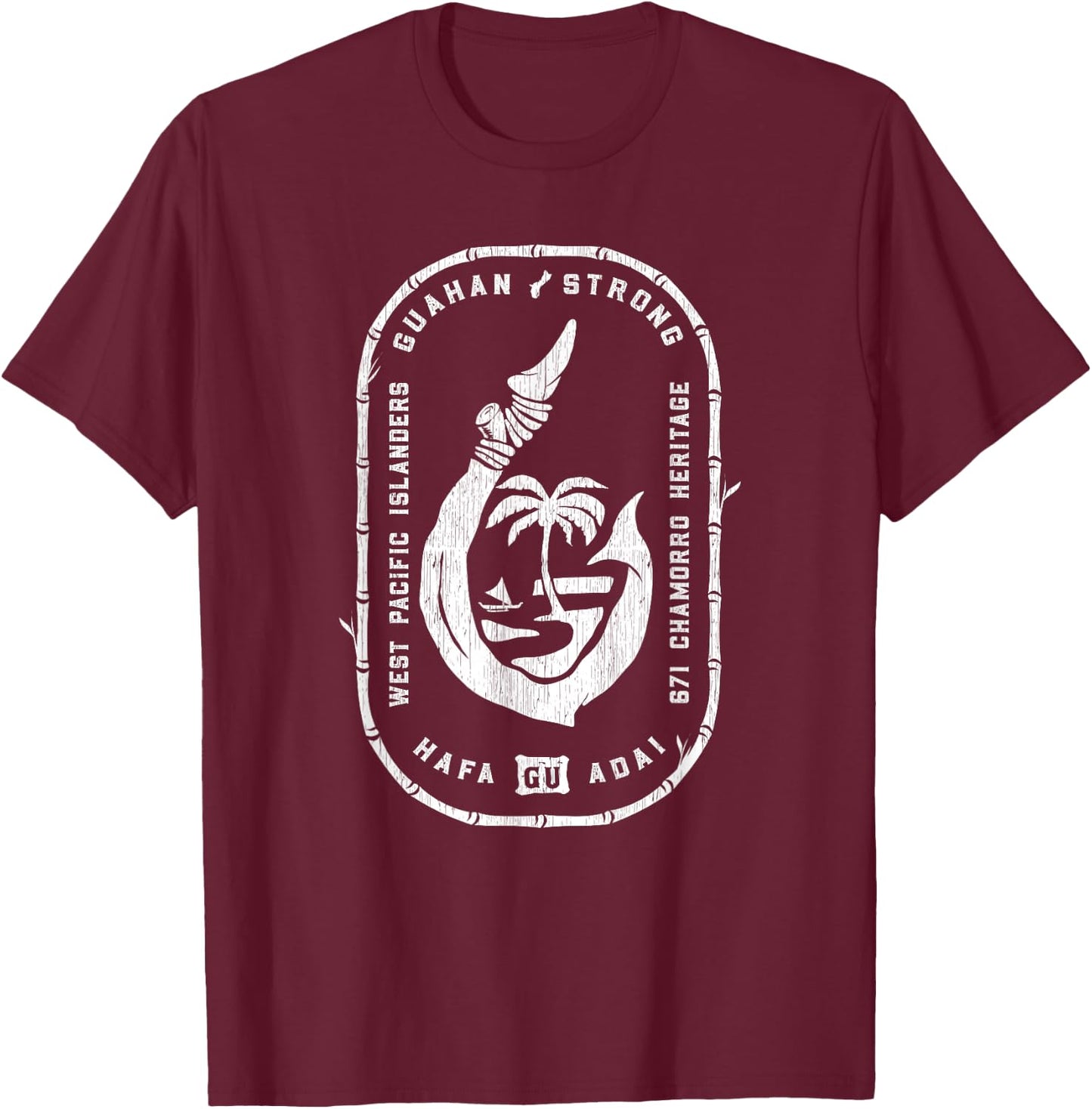 Vintage Chamorro Hook GU Seal - Guam T-Shirt - T-Shirt | Maroon