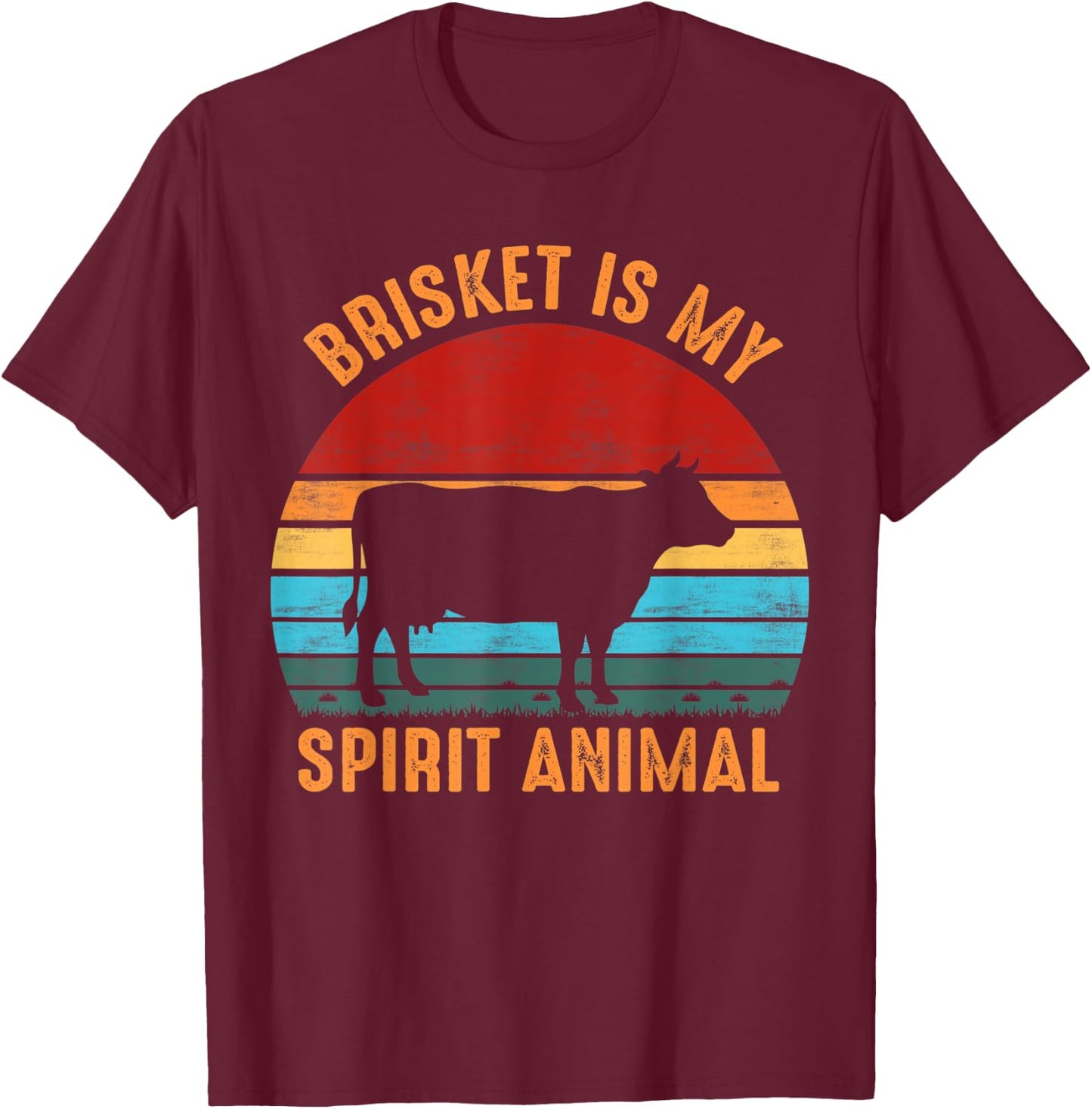 Brisket Is My Spirit Animal Funny Grilling BBQ T-Shirt - T-Shirt | Maroon