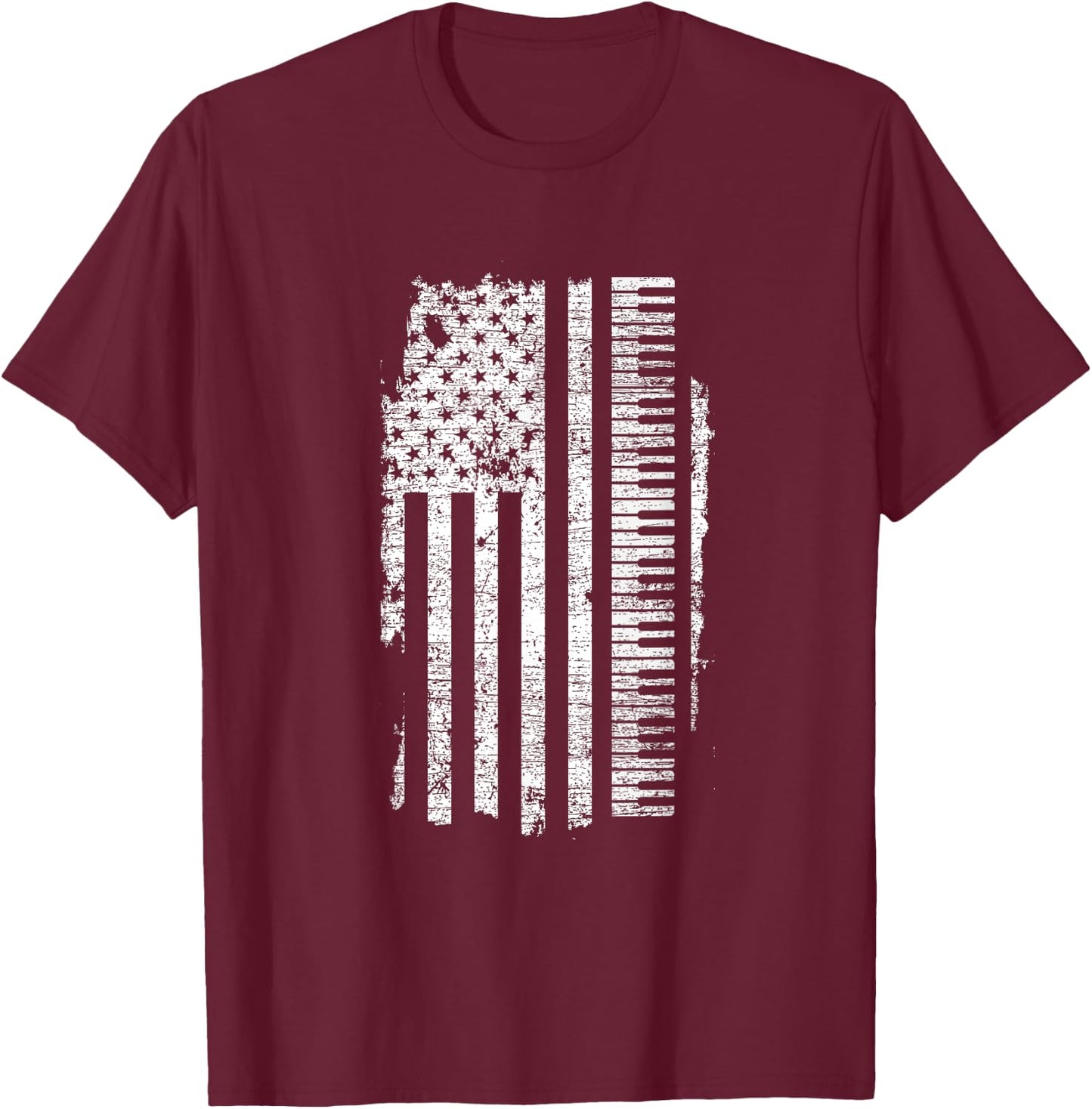 Piano - Keyboard USA Flag Pianist Gifts Music T-Shirt - T-Shirt | Maroon