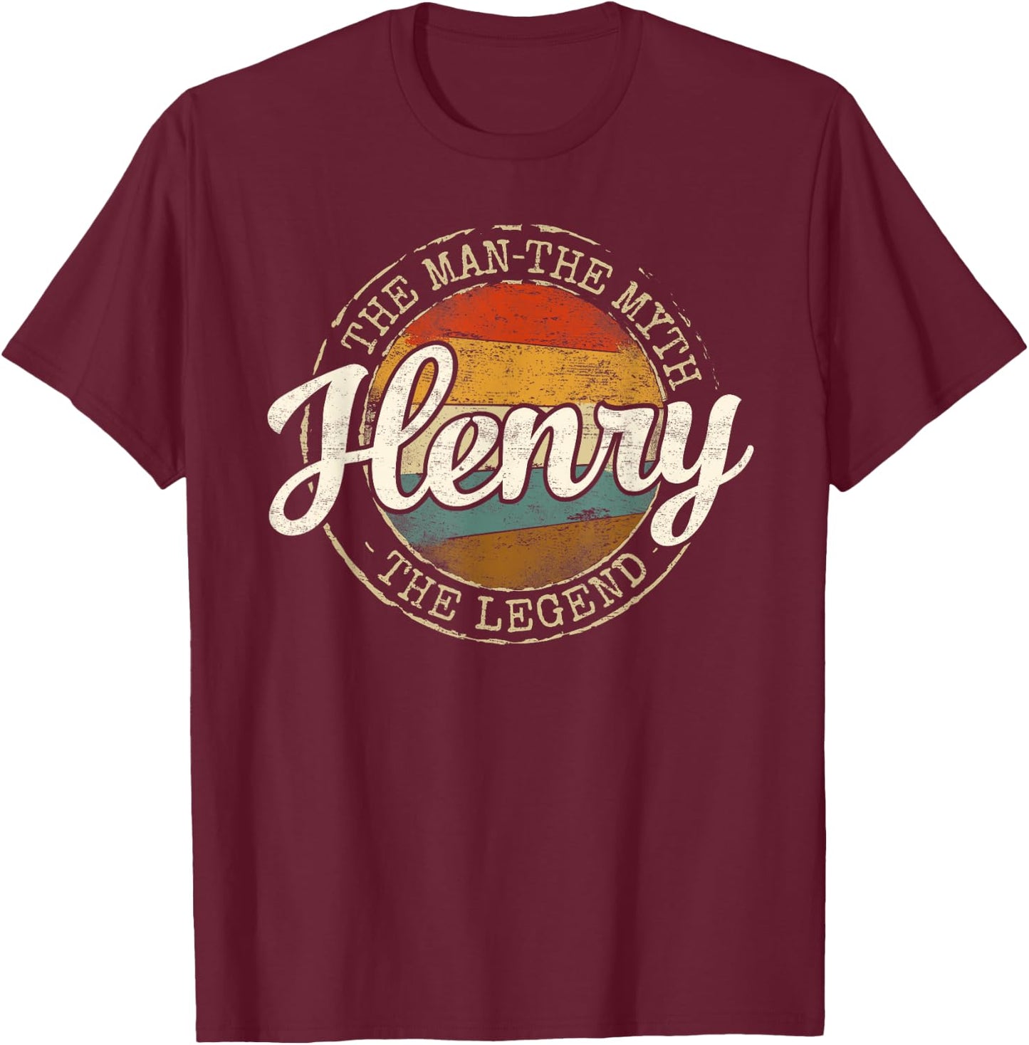 Henry The Man The Myth The Legend Vintage Personalized Name T-Shirt - T-Shirt | Maroon