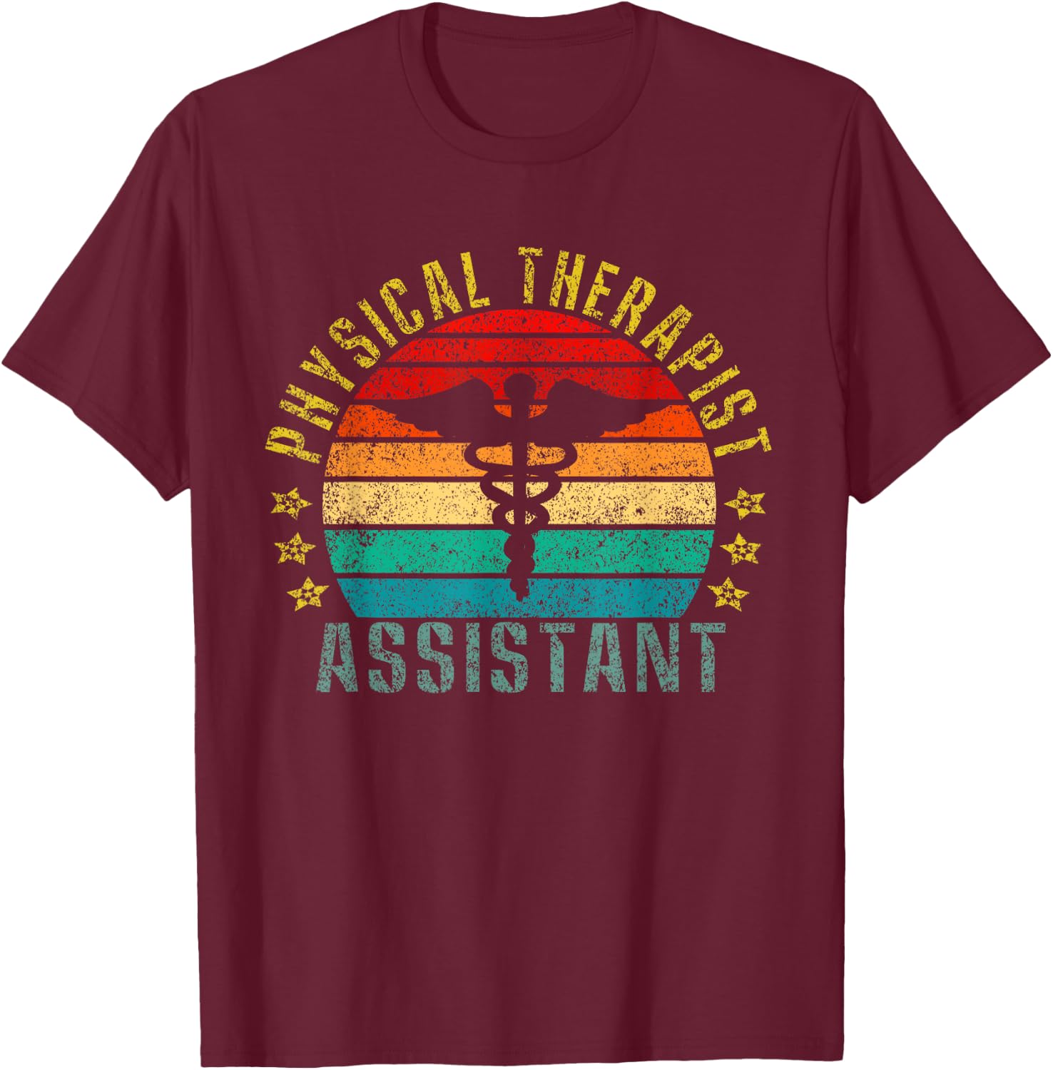 Physical Therapist Assistant Funny Retro T-Shirt - T-Shirt | Maroon