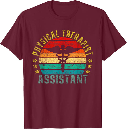 Physical Therapist Assistant Funny Retro T-Shirt - T-Shirt | Maroon