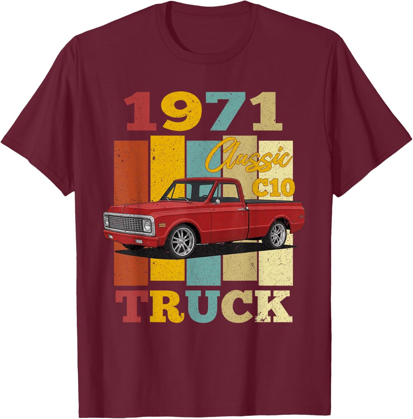 1971 C10 Truck Vintage 71 Silhouette Classic Old Hot Rod T-Shirt - T-Shirt | Maroon