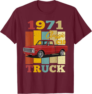 1971 C10 Truck Vintage 71 Silhouette Classic Old Hot Rod T-Shirt - T-Shirt | Maroon