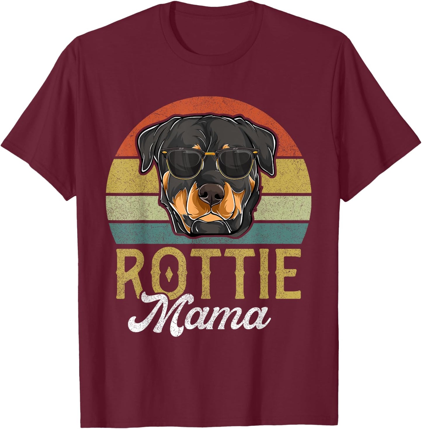 Retro Rottweiler Rottie Mama Shirt Women, Mothers Day Dog T-Shirt - T-Shirt | Maroon