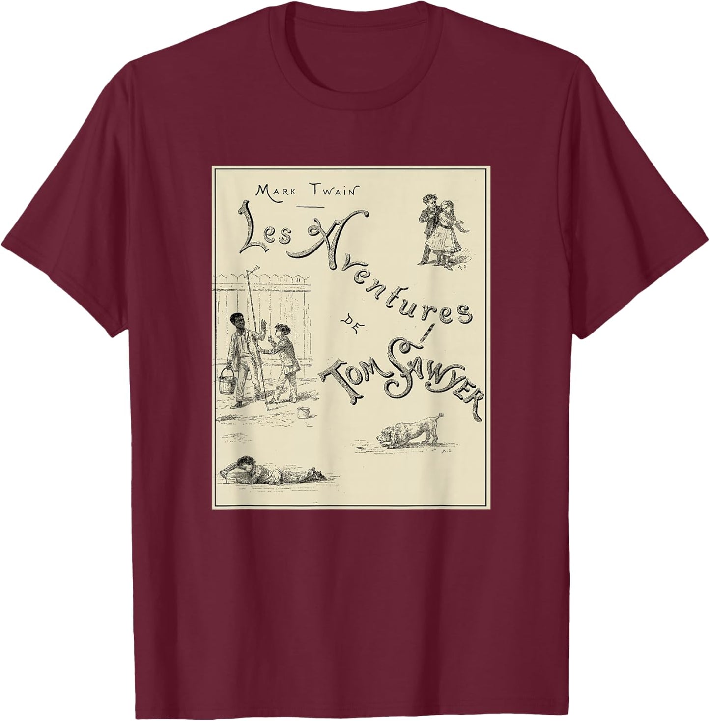 The Adventures of Tom Sawyer - French Poster T-Shirt - T-Shirt | Maroon