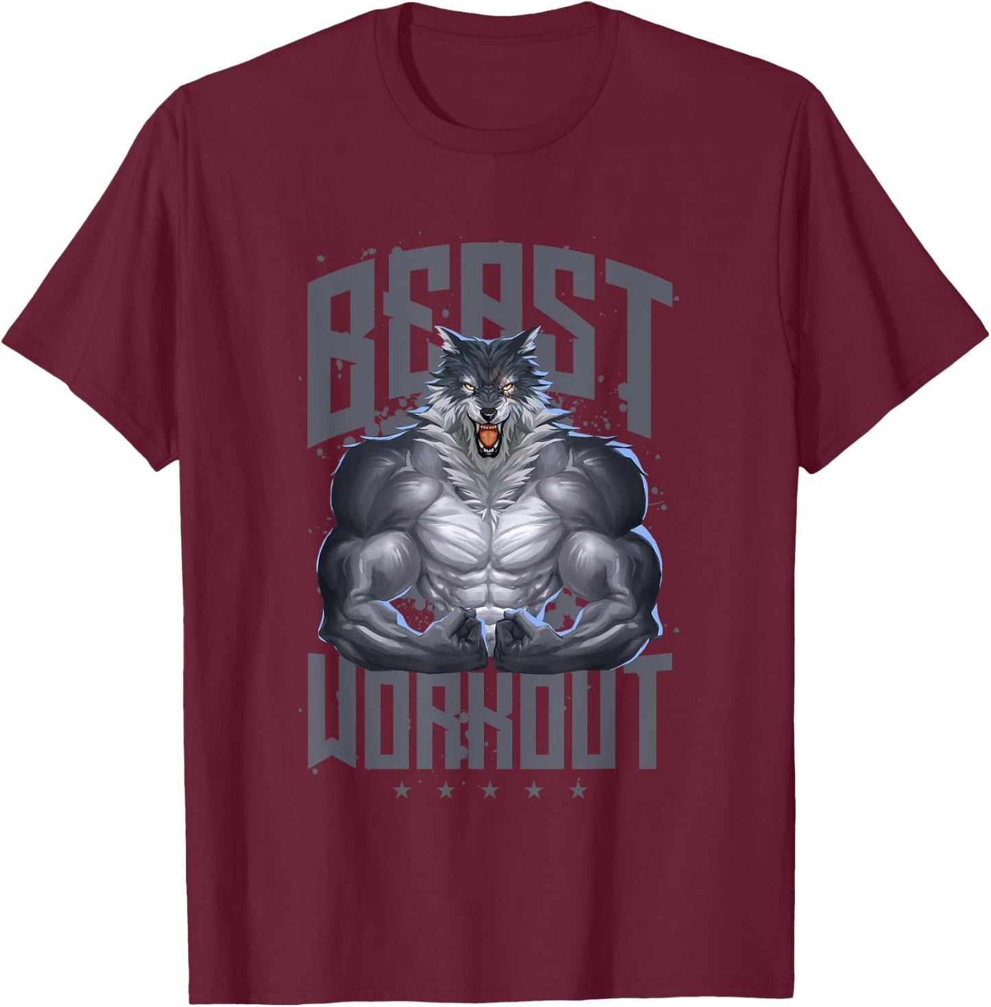 Wolf Workout Beast | Gym Fitness Bodybuilding Muscles T-Shirt - T-Shirt | Maroon