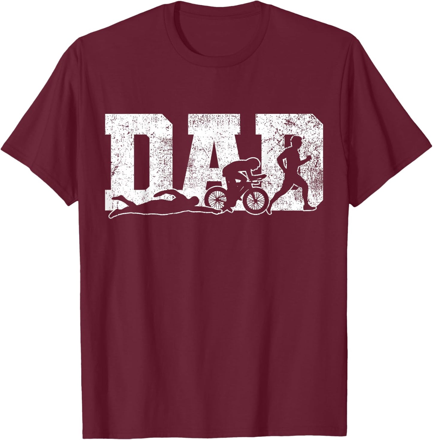 Triathlon Dad Swim Bike Run Father's Day T-Shirt - T-Shirt | Maroon