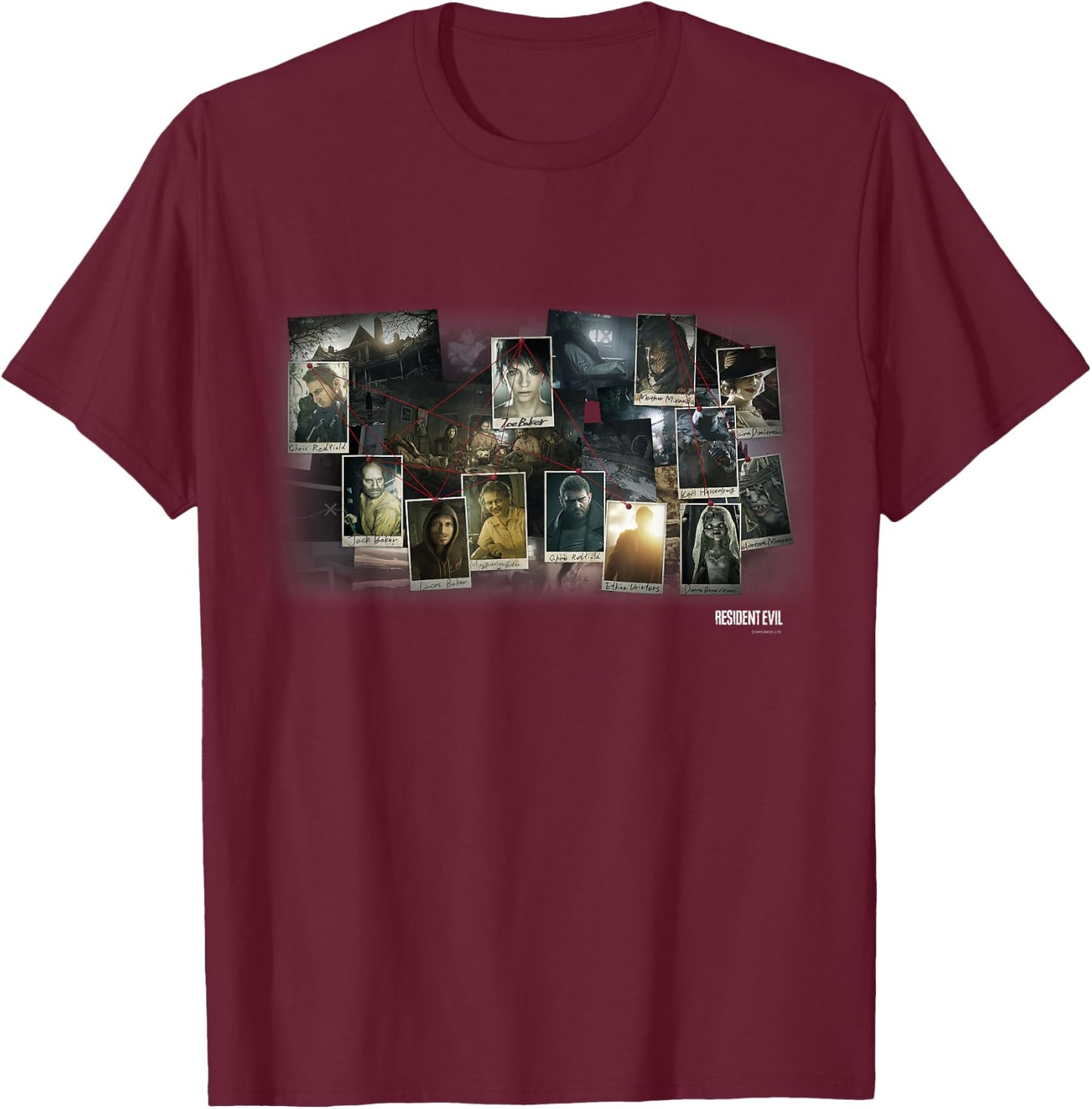 CAPCOM Official Merchandise RESIDENT EVIL 7,8 , Black T-Shirt - T-Shirt | Maroon
