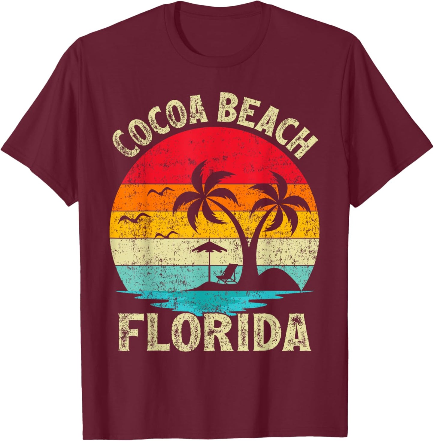 Family Vacation Vintage Retro Florida Cocoa Beach Women Kids T-Shirt - T-Shirt | Maroon