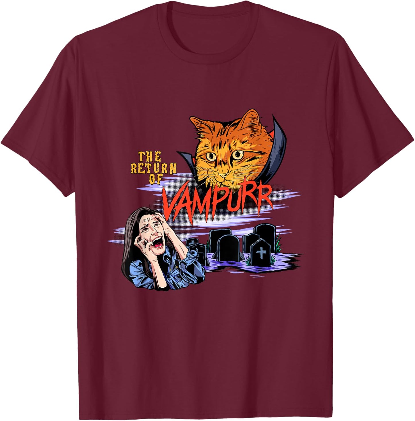 Return Of The Vampurr Cute Cat Cat Lover Cat Owner Halloween Women Kids T-Shirt - T-Shirt | Maroon