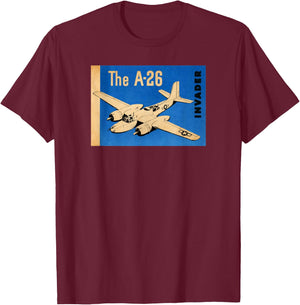 A-26 Invader Twin-Engine WW2 American Aircraft Graphic T-Shirt - T-Shirt | Maroon
