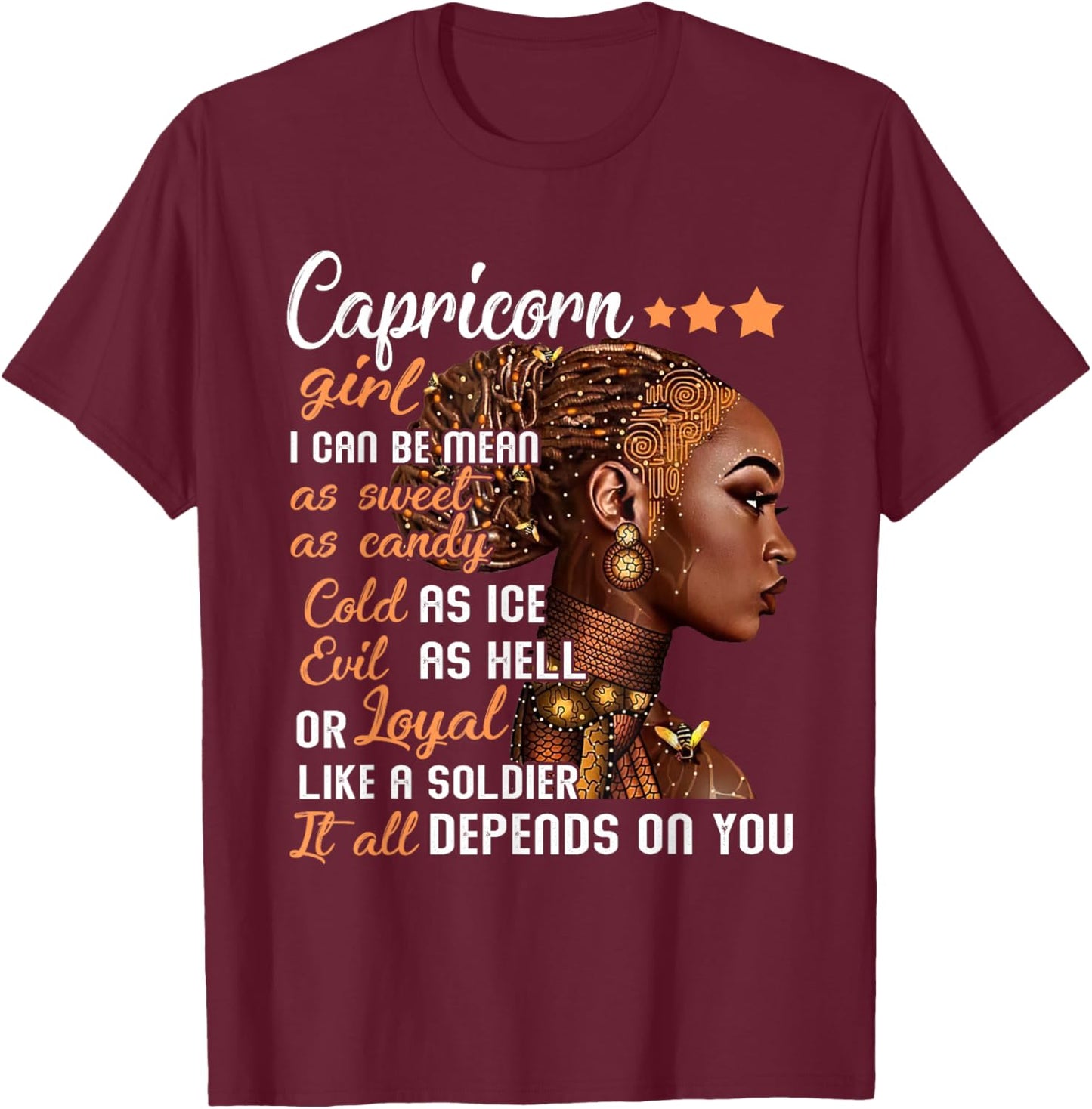 Birthday Gift Capricorn Girl December or January Women T-Shirt - T-Shirt | Maroon