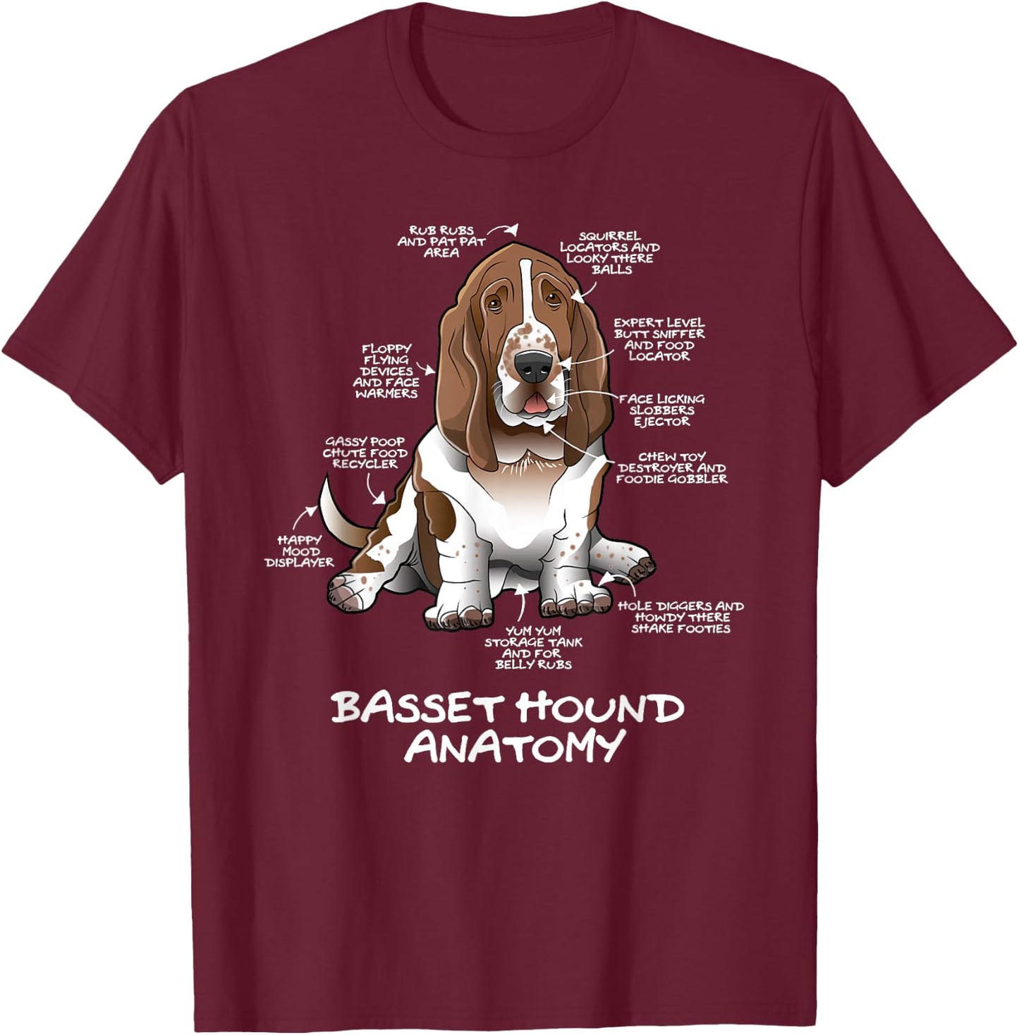 Funny Cute Basset Hound Anatomy Dog Biology Women T-Shirt - T-Shirt | Maroon